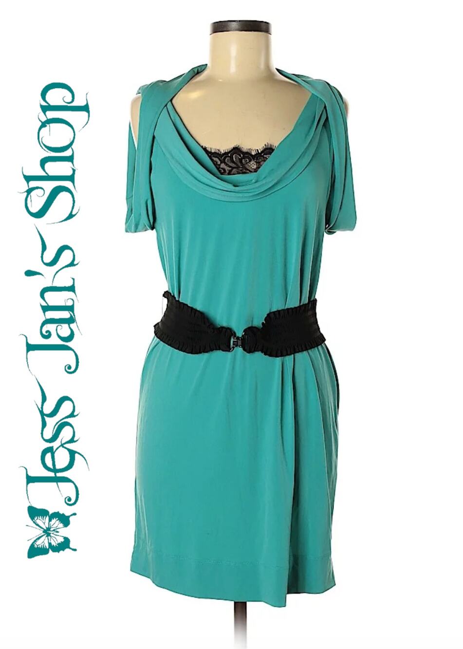 BCBG Generation Drape Fold Dress Turquoise Medium
